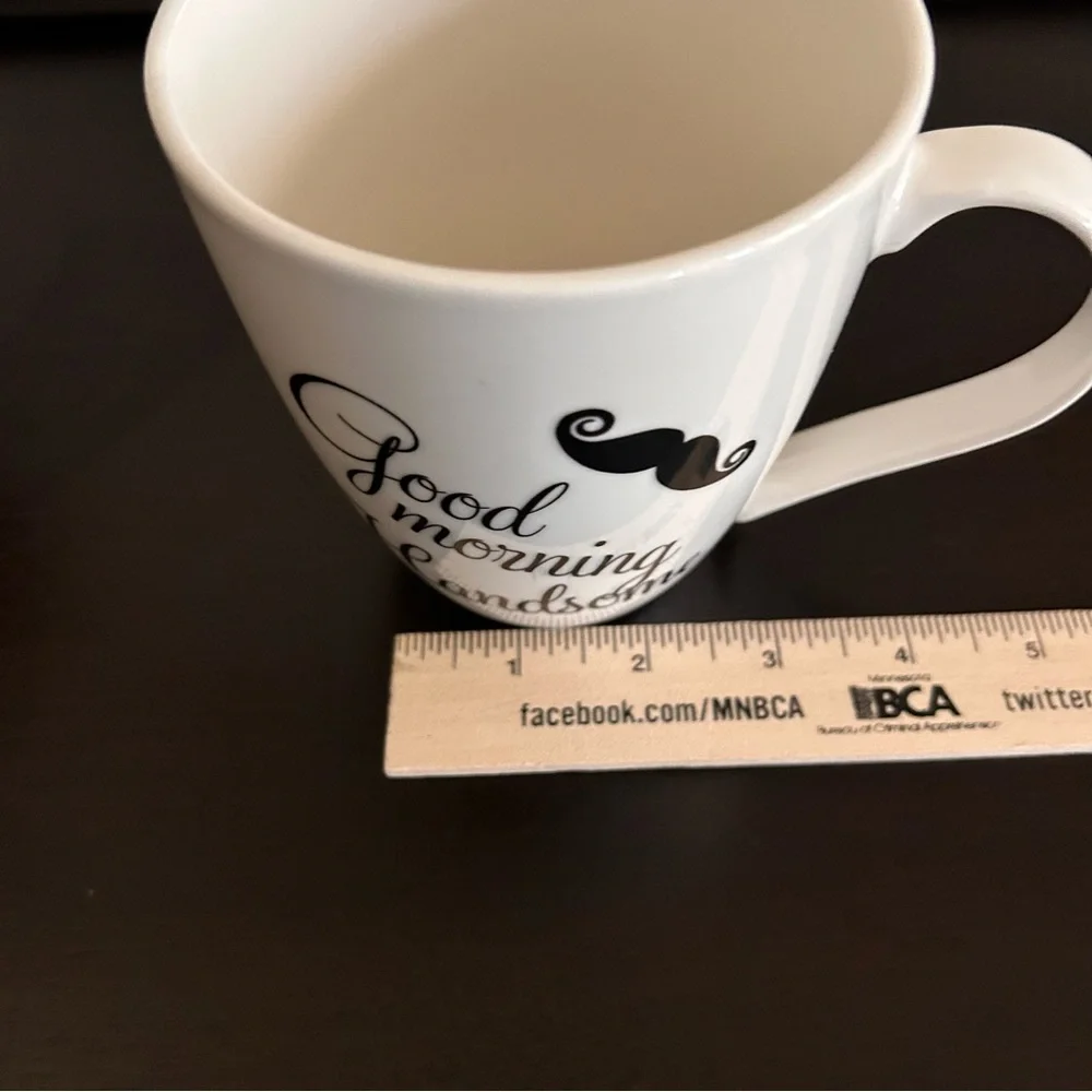Pfaltzgraff “Good Morning Handsome” Mug Mustache Coffee Cup White Ceramic